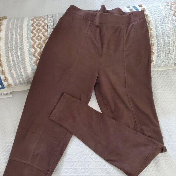FALL- H&M Suedette Chocolate Brown Moto Leggings- XS- Like New - Picture 7 of 13